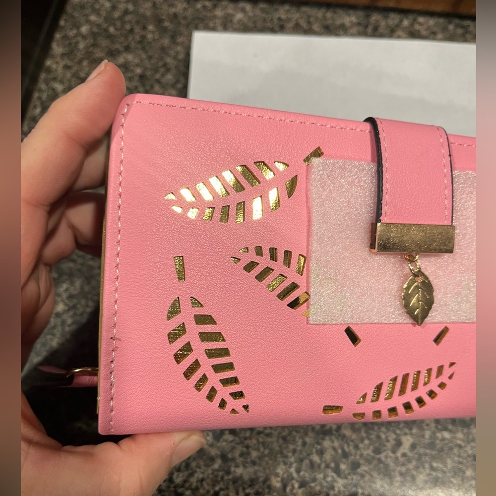 Pink Wallet with Gold Leaf Accents - Picture 9 of 9